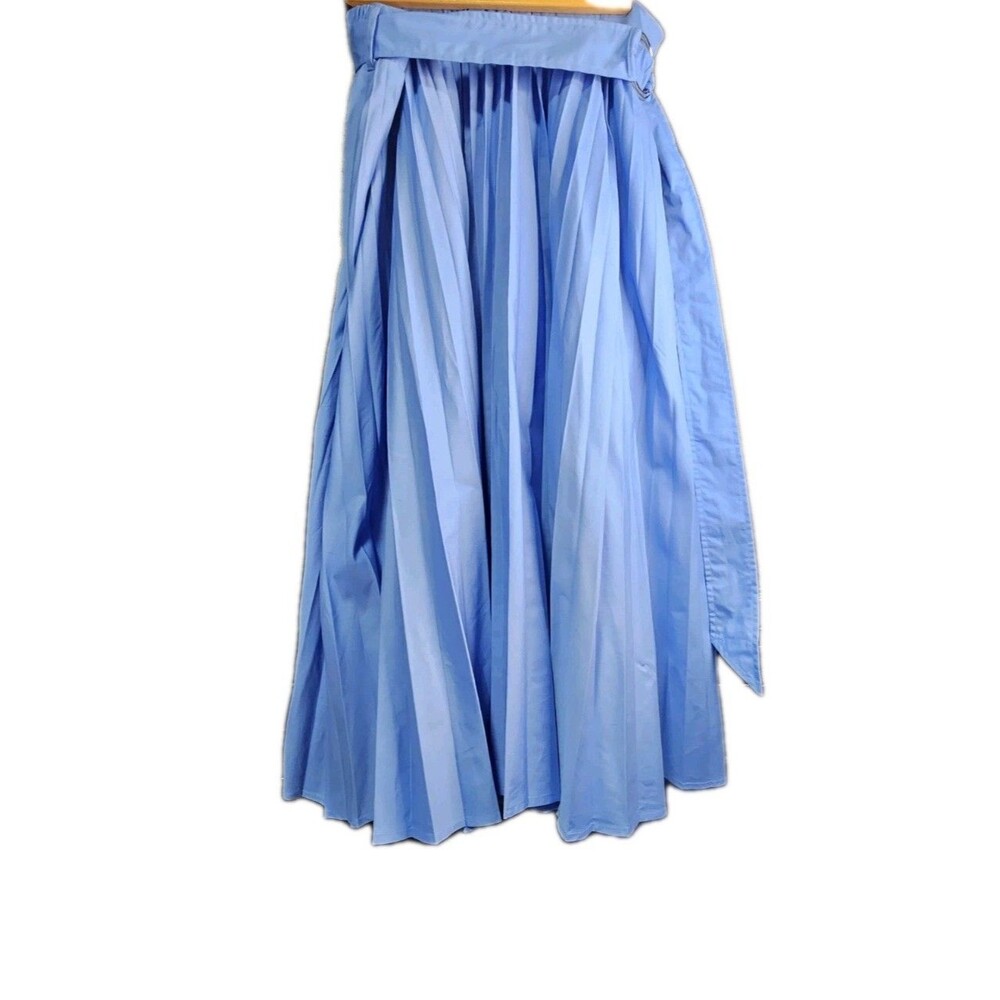 Free Assembly Blue Flowy Maxi Skirt Pleated Summer Coastal Chic L